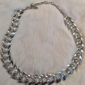 Statement Bird In Flight Silver Tone 12" Necklace